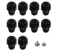 ISTOVO 10 Pcs Skull Stud DIY Rivet Conchos, Large Head Decorative Buckles for Leather Crafts, Black