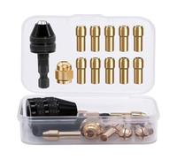 ISTOVO 12 Piece Drill Chuck Adapter Kit Tool,4486 Drill Chuck, 4485 Collets, Brass Change Chuck Heads, Keyless Drill Chuck with Box