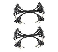 ISTOVO 12 x Electric Guitar Cables 6 Inch 1/4 Right Angle Effect Pedal Patch Cord Black
