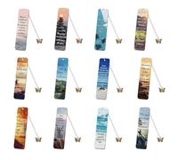 ISTOVO 12PCS Inspirational Bookmarks Stainless Steel Bookmark for BookLovers Motivational Bookmark She is Clothed with Strength