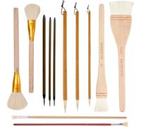 ISTOVO 12Piece Pottery Glaze Brush Set Assorted Shapes for Pottery, Watercolor - Wool Bristle Art Paintbrushes for Artists