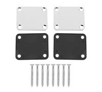 ISTOVO 2 Pcs Guitar Metal Neck Plates with Plastic Mat for Strat Tele Style Electric Guitar Replacement, Chrome