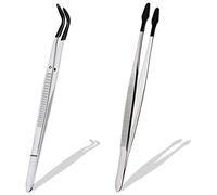 ISTOVO 2 Pcs of Rubber Tip Tweezers Set for Craft Laboratory Industrial Hobby Tweezers Pliers Jewelry Stamp Plastic Box 15cm