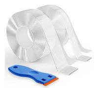 ISTOVO 2 Rolls Double Sided Tape Heavy Duty, Clear Removable Nano Tape for Poster Carpet Picture Hanging