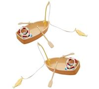 ISTOVO 2 Sets Swimming Ring Miniature Boat Life Ring Oars Canoe Boat Cruise Toy Plastic Sailboat Household
