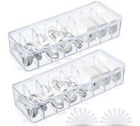 ISTOVO 2Pcs Cable Storage Box with Wire Ties, Clear Cord Storage Box with Lid, Organizer for Home Office Desk Organizers Easy Install Easy to Use