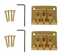 ISTOVO 2X 3 String Guitar Ball String Bridge Bridge Pull String Hard Tail Guitar Bridge Tail 3 String Guitar Replacement Gold