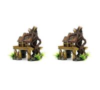 ISTOVO 2X Aquarium Decoration Artificial Fish Reptile House Shelter Fish Tank Landscaping Resin Building Ornaments Decor