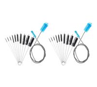 ISTOVO 2X Aquarium Filter Brush Set, Flexible Double Ended Bristles Hose Pipe Cleaner with Stainless Steel Long Cleaning Brush
