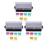 ISTOVO 3X 6 Way Fuse Holder Box Car Vehicle Circuit Blade Fuse Box Block + Free Fuse Us