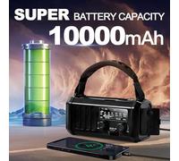 ISTOVO 3X Emergency Weather Radio FM/AM/,Portable Hand Crank Radio,Flashlight,Solar Powered 10000mAh for Outdoor Camping