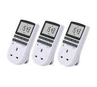 ISTOVO 3X UK Plug Digital Timer Plug Socket, Electrical Programmable Plug in Timer Switch for Light, B and More, 13A/2900W Max