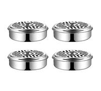 ISTOVO 4X Stainless Steel Holder for Mosquito Coils, Fireproof Mosquito Spiral Container, Metallic Mosquito Coil Holder