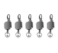 ISTOVO 5X Heavy Duty Metal Retractable Carabiner Keychain Belt Badge Reels Clip 28.3Inch Reinforced Steel Wire Cord
