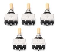 ISTOVO 5X Solid Knob Shaft Box Style for 3 Way Pickup Selector Toggle Switch, Beige Tip