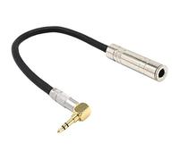 ISTOVO 6.35 Female Stereo to 3.5 Male Plug Jack Stereo Hifi Mic Audio Extension Cable Short 90 Degree Angled Audio Line cable