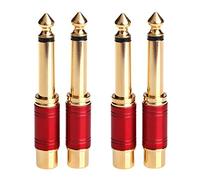 ISTOVO 6.35mm 1/4 Inch Male Mono to Female Interconnect Audio Adapter Conversion Plug (Red 4 Pack)
