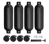 ISTOVO Boat Fenders 4 Pack 4.5x16 Inch Inflatable Ribbed Marine Boat with Lines 6.5 Ft Needles and Pump