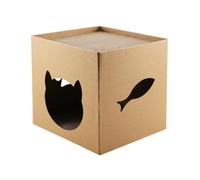 ISTOVO Cat Cardboard House with Scratch Pads Play & Home Decor for Cat Birthday, Bunny Small Animals Hideout