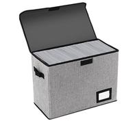 ISTOVO Comic Book Storage Boxes, Back to School Foldable Comic Short Box Case with Lid, Book Bin Container Holders 150 Capacity Gray