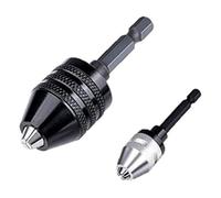 ISTOVO Drill Chuck Adapter-2Pcs Drill Chuck for Impact Driver,Drill Bit Adapter Keyless Chuck 1/4 Hex Shank (0.6-8mm,0.3-3.6mm)
