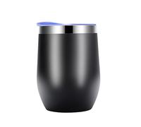 ISTOVO Eggshell Cup Double-Layer Stainless Steel Insulated Cup Vacuum Red Wine Egg Cup Coffee Tumbler with Lid Black