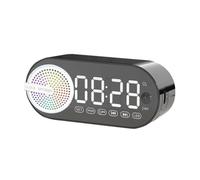 ISTOVO G30 Mirror Clock Wireless Bluetooth Speaker, USB LED FM Radio, Colorful Ambient Light& Heavy Portable Speaker Black