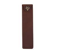 ISTOVO Genuine Leather Pen Pouch Holder Single Pencil Bag Pen Case with Snap Button for Rollerball Fountain Ballpoint Pen-Brown