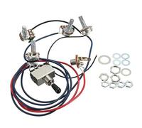 ISTOVO Lp Electric Guitar Pickups Wiring Harness Kit 2T2V 500K Pots 3 Way Switch With Jack For Dual Humbucker Les Pual Style Guitar Replacements, Black Cap
