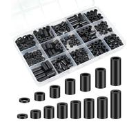 ISTOVO Nylon Spacers, Plastic Spacers Washers Assortment Set 345 Pcs Electrical Outlet Screw Spacers, M3 Black Round Spacer Kit