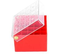 ISTOVO Red Sample Storage Flip Tube Box with 25 Compartments for 1.5-2.0ml Tubes, 1 Piece Design