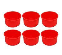 ISTOVO Silicone Mini Cake Molds 4 Inch Round Baking Pan Non-Stick Silicone Baking Mold Bakeware Pan Reusable Red, Set of 6