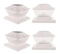 ISTOVO Solar Post Cap Lights Outdoor - 4 Pack 2 Modes Solar Deck Fence Lights, IP65 Waterproof Solar Powered Light Posts White