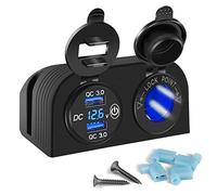 ISTOVO Tent Type Panel Two Hole, Quick Charge 3.0 Dual USB Car Charger+12V/24V Socket for Car Motorcycle Boat Marine ATV RV