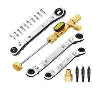 ISTOVO Valve Puller Installation Tool with Refrigeration Service Wrench Set 1/4 and 5/16 Port Service Wrench3/8 1/4 5/16 3/16In Easy Install Easy to Use