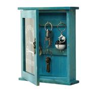 ISTOVO Wooden Key Box, Retro, Wall, Key Cabinet with Magnetic Door, Solid Wood Storage with 6 Hooks-A