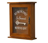 ISTOVO Wooden Key Box, Retro, Wall, Key Cabinet with Magnetic Door, Solid Wood Storage with 6 Hooks-B Easy Install Easy to Use