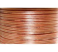 iStrand Premium 14 AWG 2 x 183 Strand OFC Speaker Cable/Wire - Clear Transparent Outer Jacket with Red Polarity Marker - Outer Dimensions of Cable 8mm x 4mm (100m, 18 AWG)