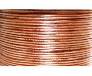 iStrand Premium 14 AWG 2 x 183 Strand OFC Speaker Cable/Wire - Clear Transparent Outer Jacket with Red Polarity Marker - Outer Dimensions of Cable 8mm x 4mm (100m, 18 AWG)