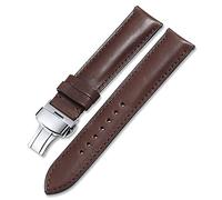 iStrap 22mm Calf Leather Strap Quick Release Watch Band Button Deployant Clasp Replacement Dark Brown 22