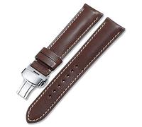 iStrap 22mm Calf Leather Watch Strap Quick Release Band Button Deployment Clasp Replacement Dark Brown 22