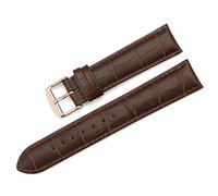 iStrap Leather Watch Strap 22mm Brown Replacement Watch Band Rose Gold Pin Buckle Embossed Pattern for Men Women
