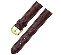 iStrap Leather Watch Strap - Alligator Grain Calf Leather Replacement Strap - Stainless Steel Buckle Strap for Men Women 18mm 19mm 20mm 21mm 22mm 24mm Brown - Gold Buckle 24mm Strap, Brown- Gold