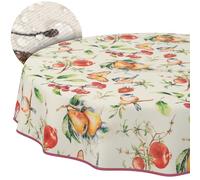 Istria Tablecloth Fabric Washable Tablecloth Easy Care Lotus Effect Dirt and Water-Repellent for Indoor Outdoor Table Cloth Round 140 cm with Hem (Edged)