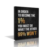 Istrion Inspirational Wall Art Framed Canvas 12 x 16 in (IN ORDER TO BECOME THE 1%) - Motivational Entrepreneur Positive Quotes Wall Arts Decor for Home Office Bathroom Bedroom Kitchen Classroom Gym