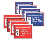 istrnit mah Jong Cards 2025 Large Print Set 8 PCS,Size 6-1/8'' x 4-3/4'' Folded,Red and Blue- American Card Set Rule Cards,Easy to Read 2025 Card Official.