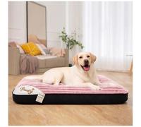 iSTYLE MODE BETTER HOME CHOICE Corduroy Large Dog Bed 120 x 78 + 6cm, Washable, Calming Crate Mattress with Non Skid Bottom, Soft Pet Pillow Cushion, Fluffy Fur Anti-Anxiety Dog Beds - Pink
