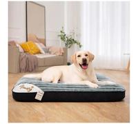 iSTYLE MODE BETTER HOME CHOICE Corduroy Small Dog Bed 80 x 58 + 6cm, Washable, Calming Crate Mattress with Non Skid Bottom, Soft Pet Pillow Cushion, Fluffy Fur Anti-Anxiety Dog Beds - Grey