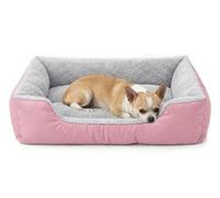 iSTYLE MODE BETTER HOME CHOICE Orthopedic Dog Beds Small, 47x37+15cm Extra Thick Supportive Dogs Sofa, Washable Warming Dog Pillow with U-Shape Bolster, Soft Plush Sherpa and Nonskid Bottom, Pink