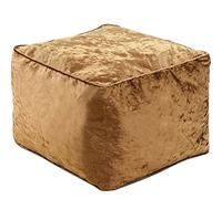 iStyle Mode Crush Velvet Square Shape Bean Bags Indoor Seating Footstools Foot Rest Stool Pouffe Ottoman 40 x 40 x 30cm Brown